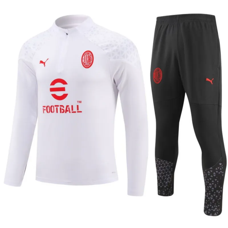 2023-24 Kids AC Milan Zipper Training Kit White
