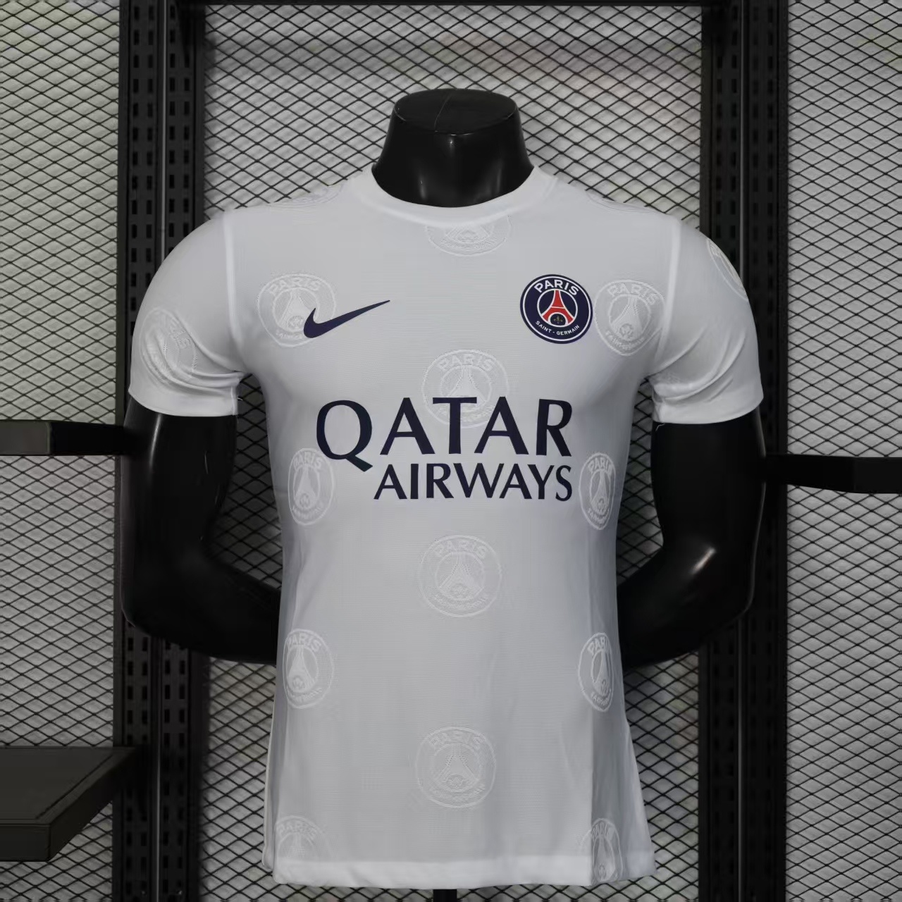 Player Version 25-26 PSG White with Embossed PSG Badge Pattern Jersey