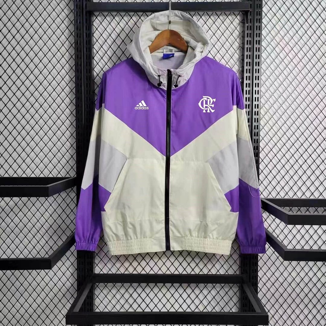 2023/2024 Flamengo Windbreaker(White-Purple)Football Shirt