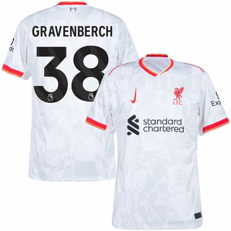 Liverpool Third Away  Gravenberch 38 Shirt 2024-2025 (Premier League) Size:S-4XL