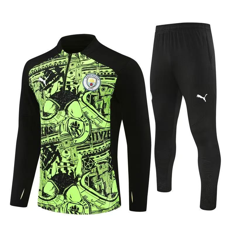 Kids Manchester City Zipper Training Kit 2024-25