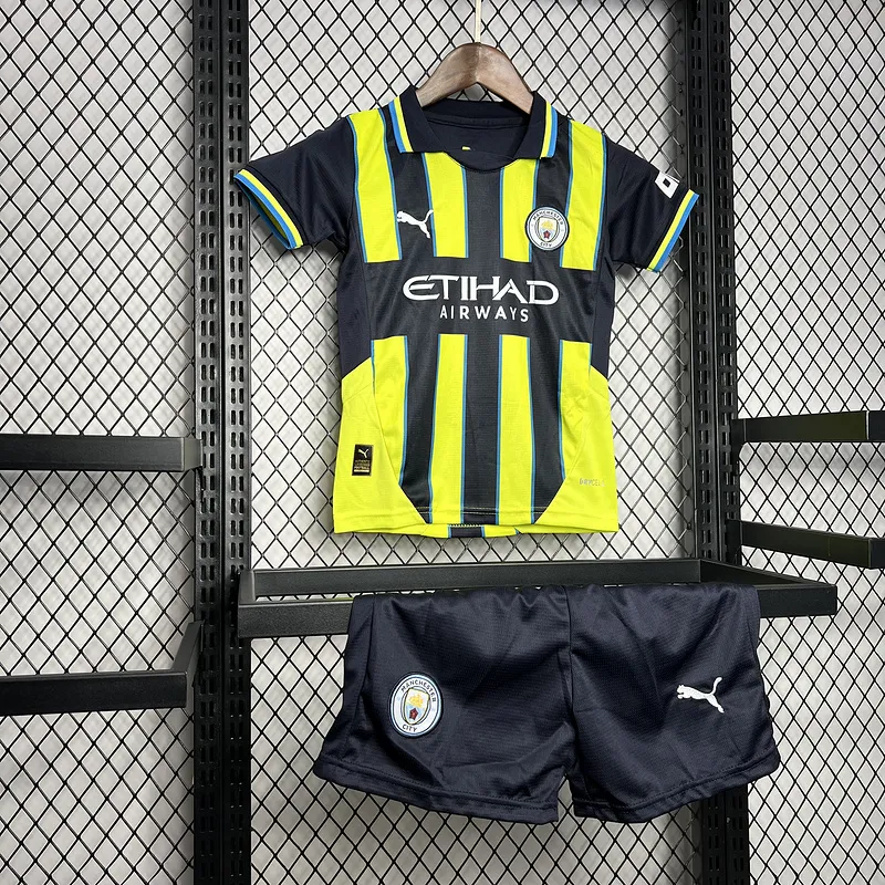 24-25 Manchester City Away Kids Kit Jersey+Shorts