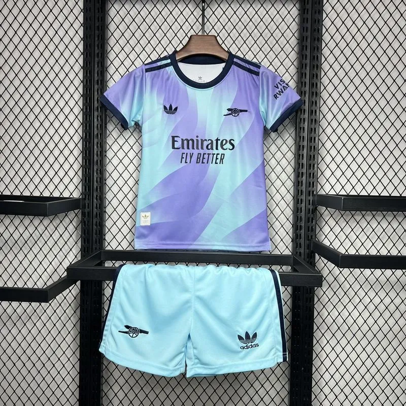 24-25 Arsenal Third Away Soccer Kids Kit Jersey+Shorts