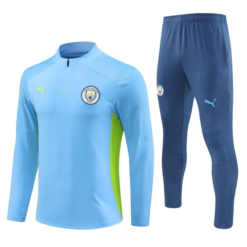 Kids Manchester City Zipper Training Kit 2024-25