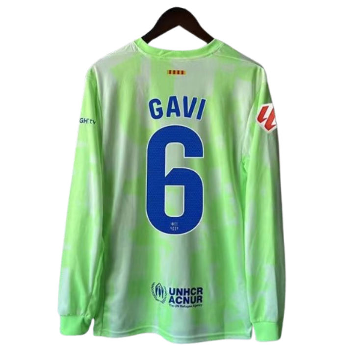 2024-25 Barcelona GAVI #6 LEWANDOWSKI #9 Long Sleeve Third Away Soccer Jersey Without Spofity Text