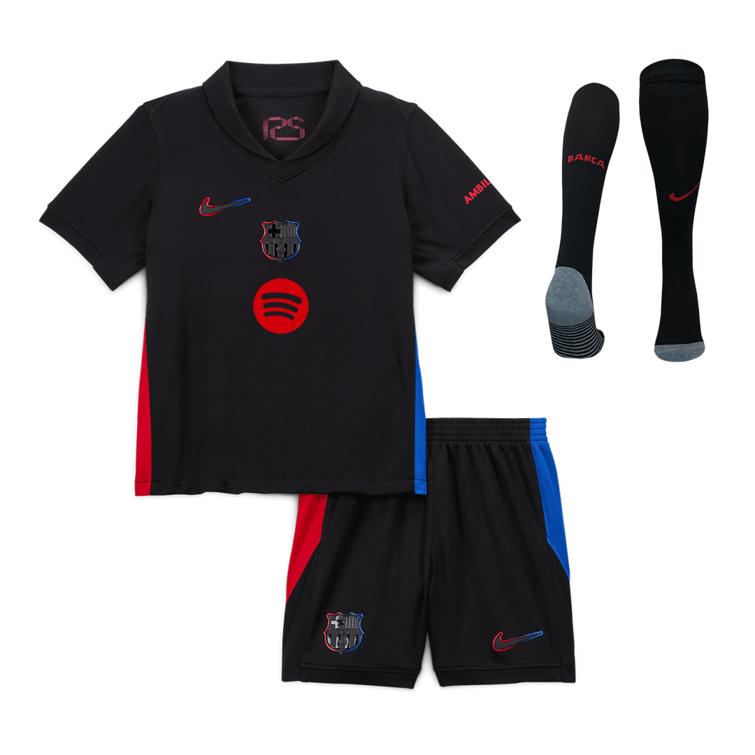 Barcelona Away Custom Full Soccer Kids Kit 2024-25 - Spotify Logo Without Text