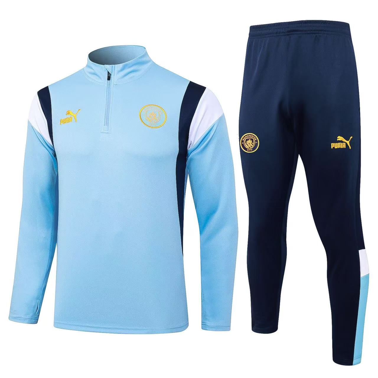 Manchester City Zipper Sweatshirt Kit(Top+Pants) 2023-24