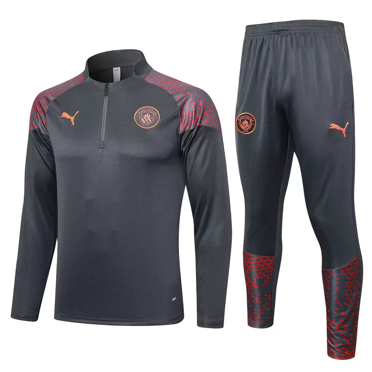 Manchester City Zipper Sweatshirt Kit(Top+Pants) 2023-24