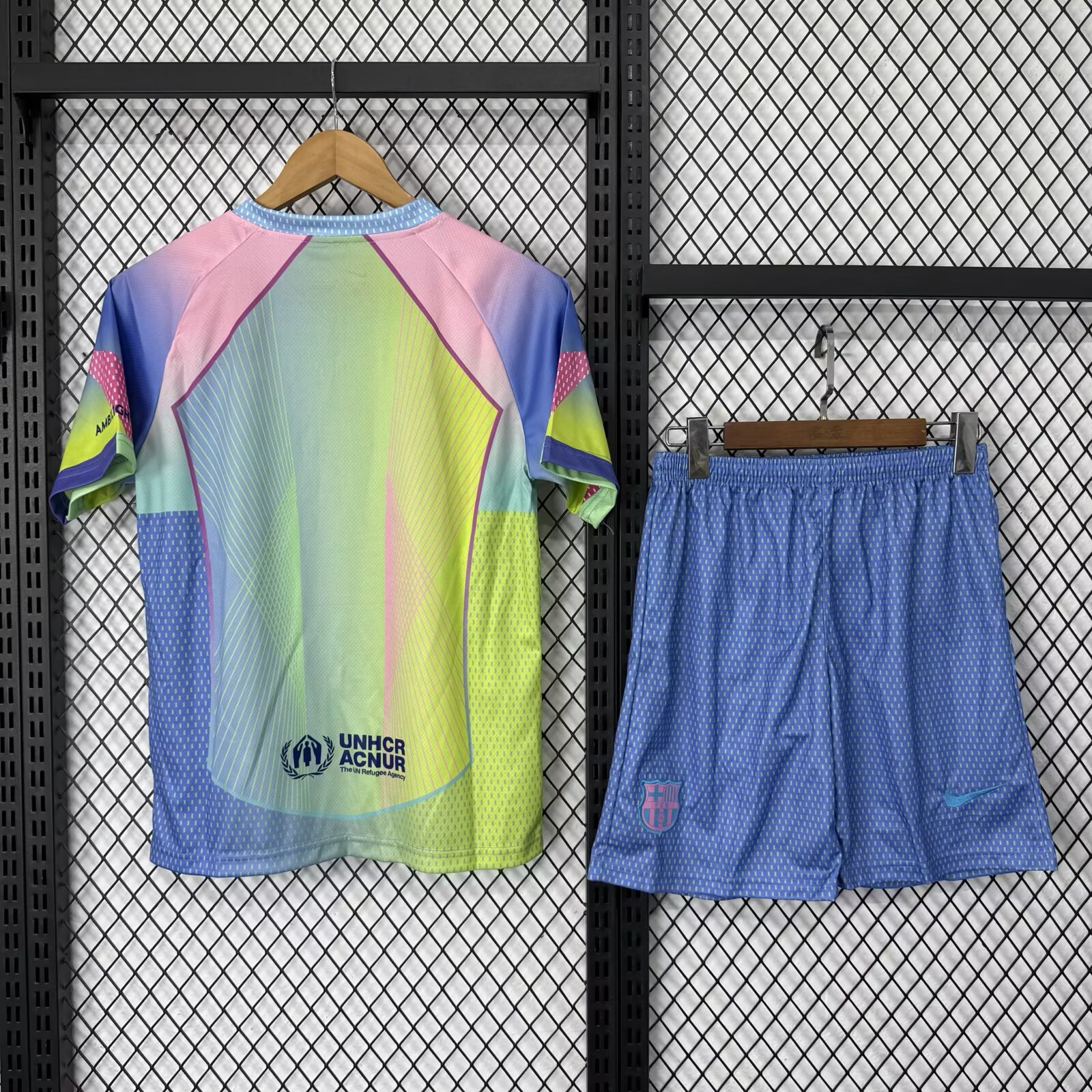25-26 Kids Barcelona Rainbow Gradient with Multicolor Pattern Jersey