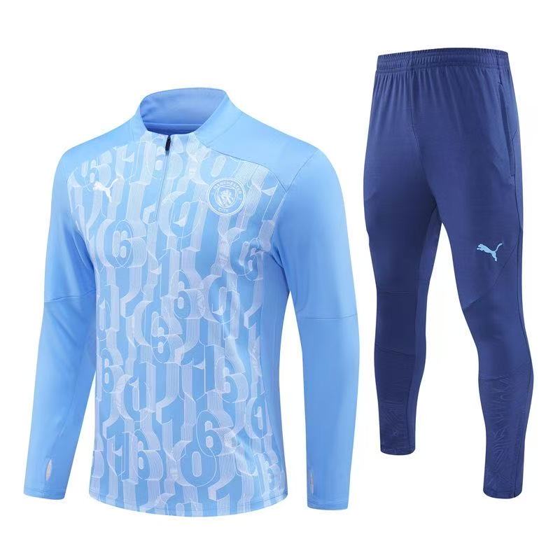 Manchester City Zipper Sweatshirt Kit(Top+Pants) 2024-25
