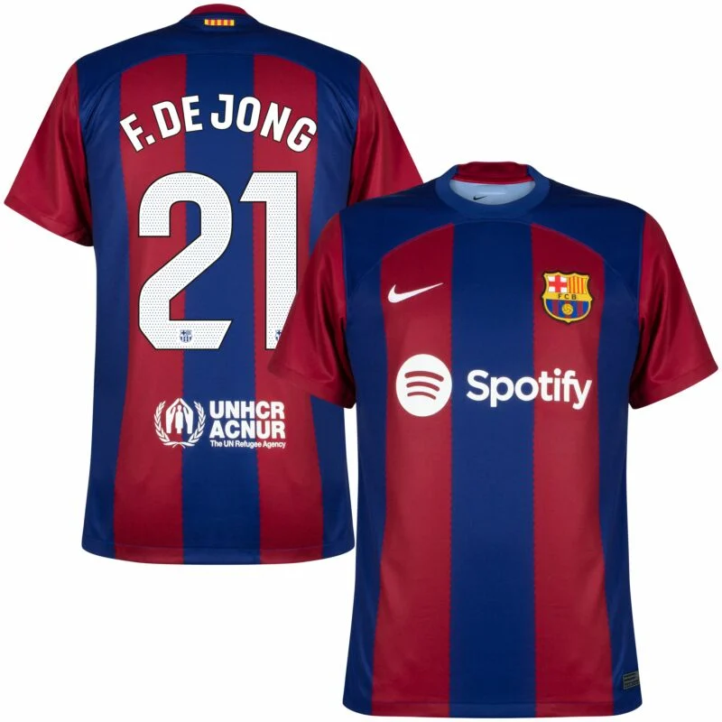 Barcelona Home F. de Jong 21 Shirt 2023-2024 (La Liga) Size S-XXL