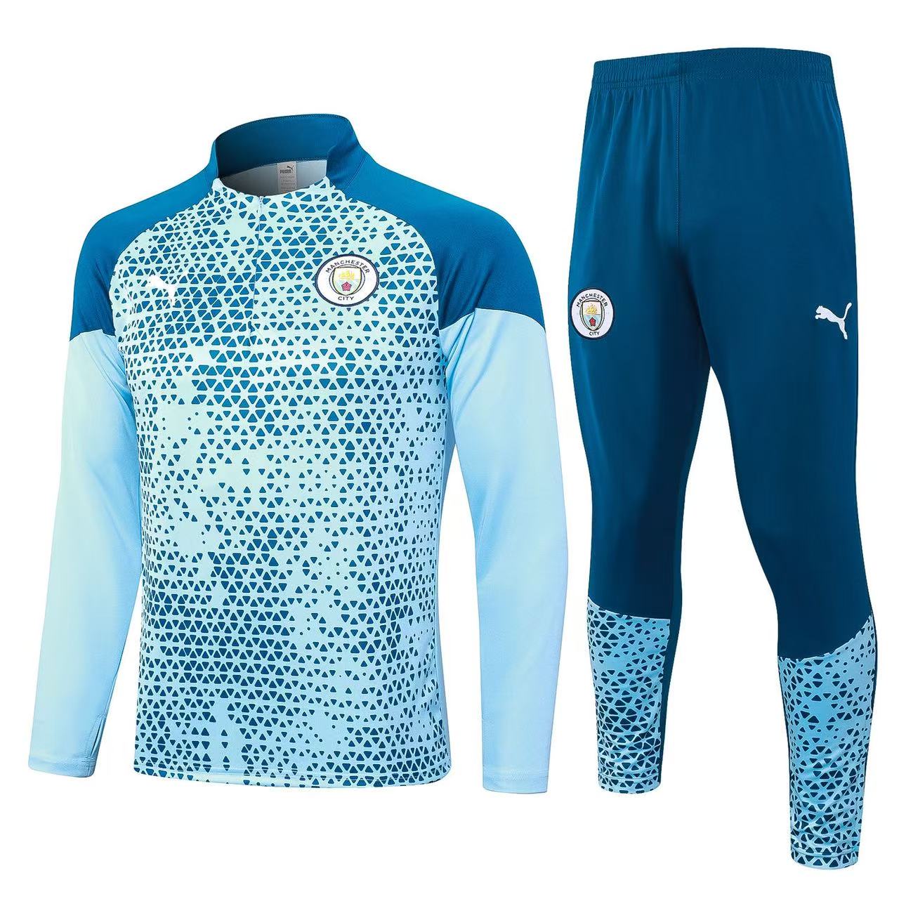 Manchester City Zipper Sweatshirt Kit(Top+Pants) 2023-24