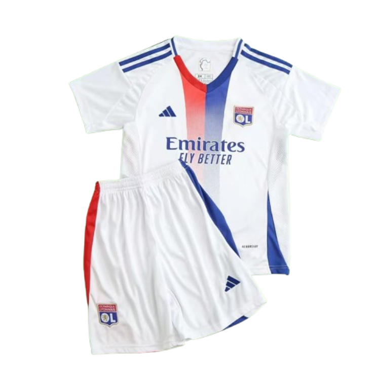 24-25 Olympique Lyonnais Home Kids Kit Jersey+Shorts