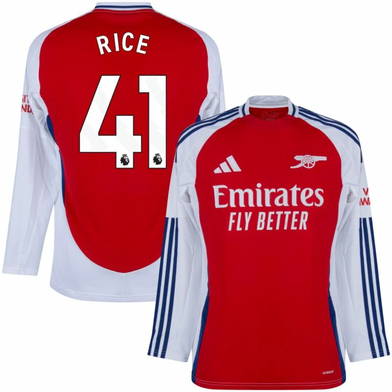 Arsenal Home Long sleeves  Rice 41 Shirt 2024-2025 Size：S-4XL