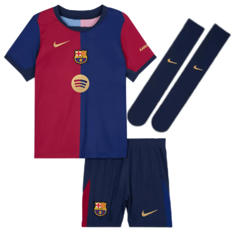 2024-25 Kids Barcelona Home Full Kit(Jersey+Shorts+Socks) - Spotify Logo Without Text