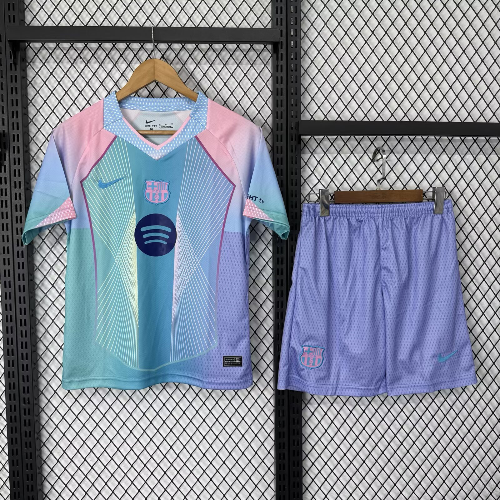 25-26 Kids Barcelona Blue with Rainbow Gradient Jersey