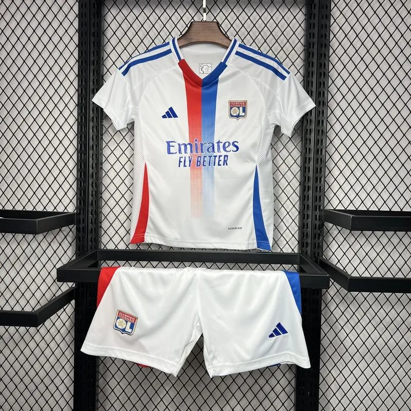24-25 Olympique Lyonnais Home Kids Kit Jersey+Shorts