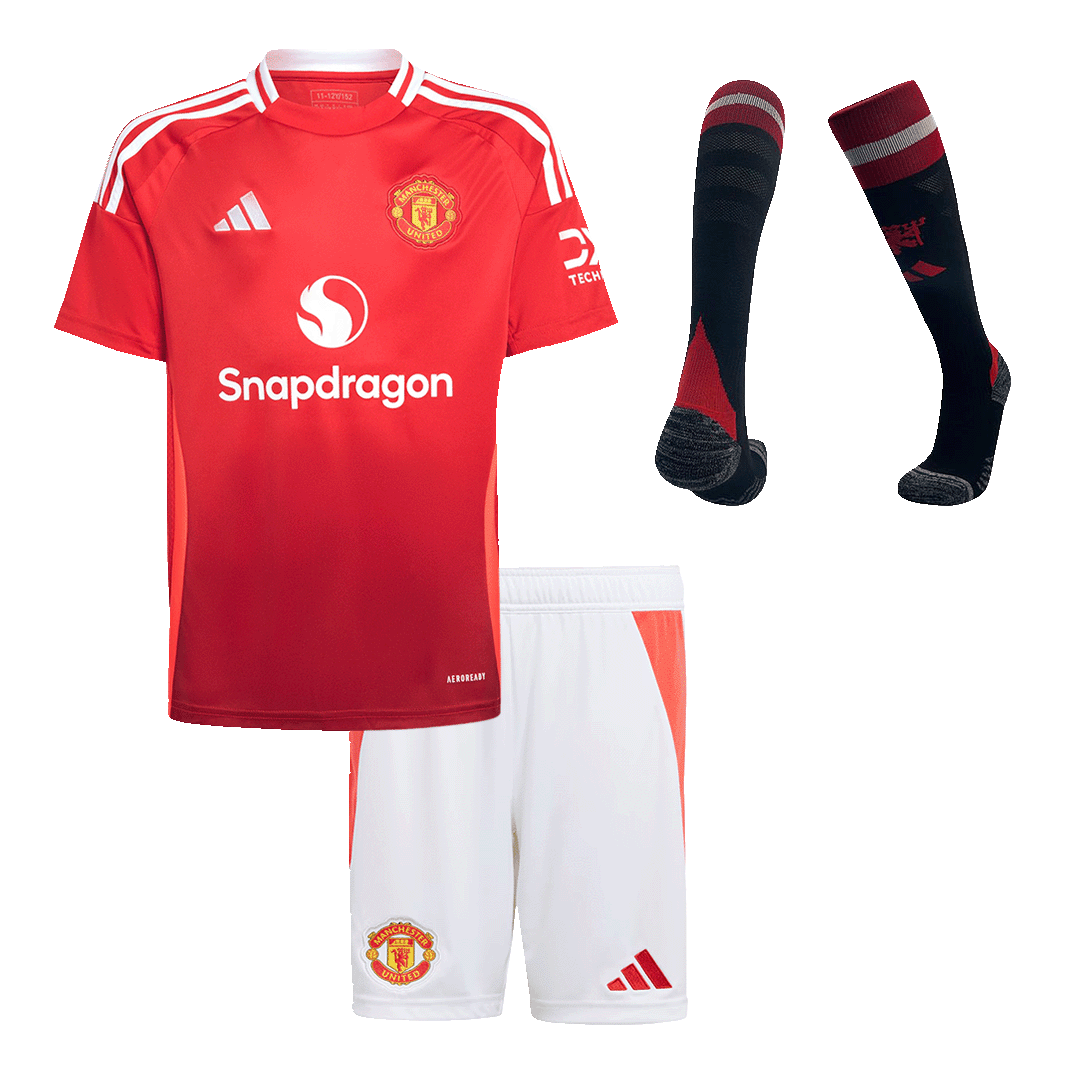Kids Manchester United Custom Home Full Soccer Kits 2024-25