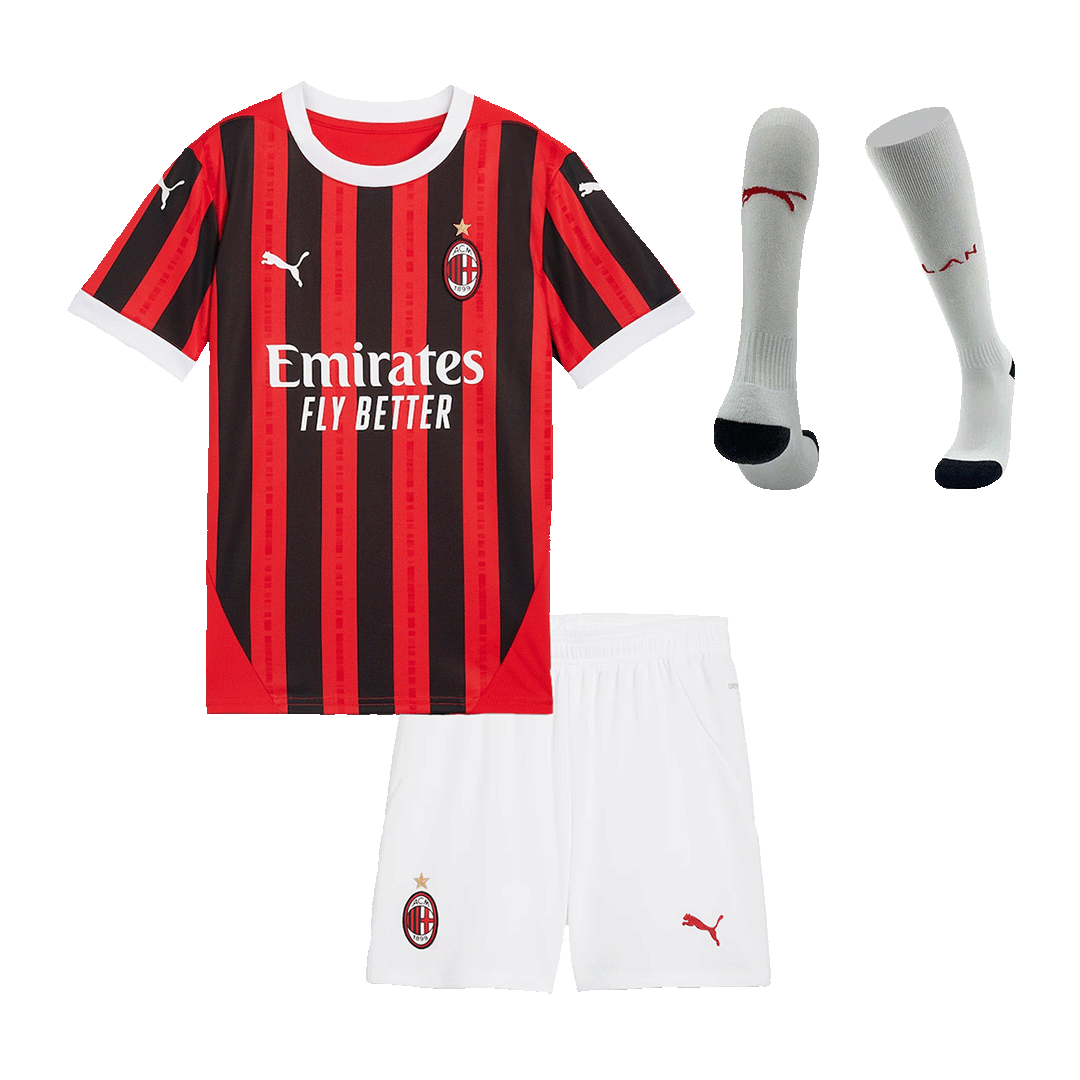 Kids AC Milan Custom Home Full Soccer Kits 2024-25
