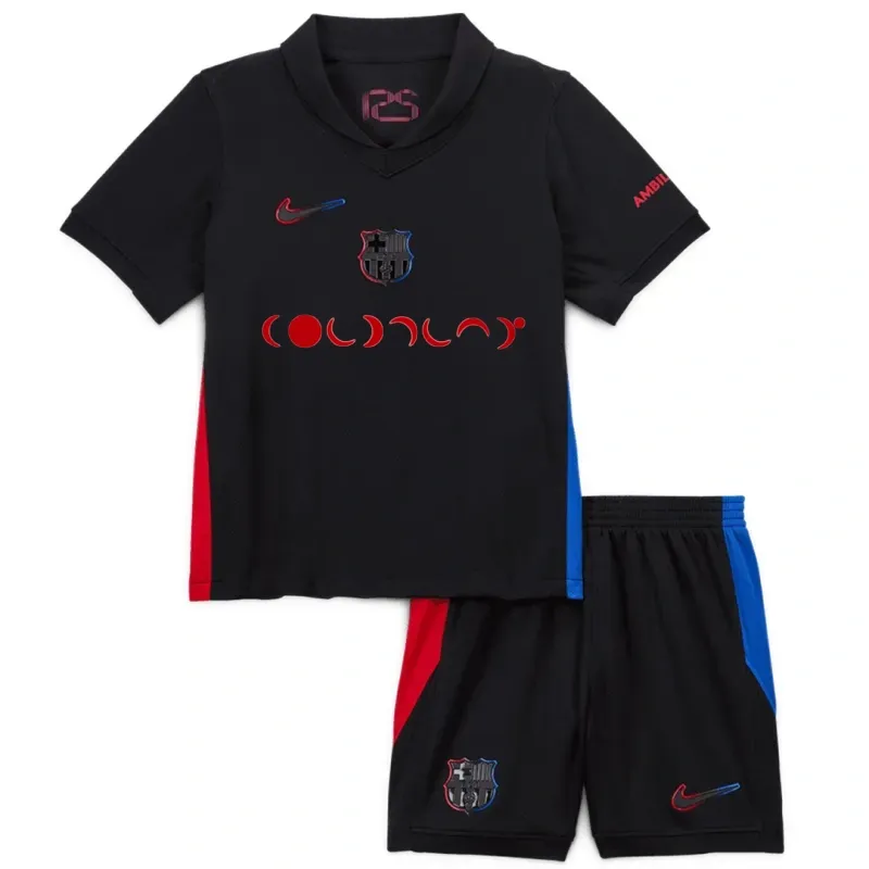 Kids Barcelona Away x Coldplay Kits(Jersey+Shorts) 2024-25