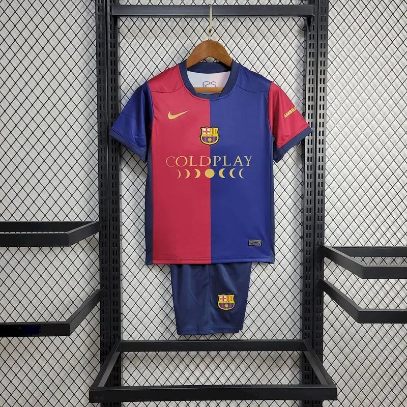 24-25 Barcelona Home COLDPLAY Edition Kids Kit Jersey+Shorts
