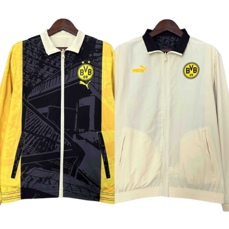 2024 Dortmund Trench Coat Reversible Windbreaker Double-Sides Jacket Sport