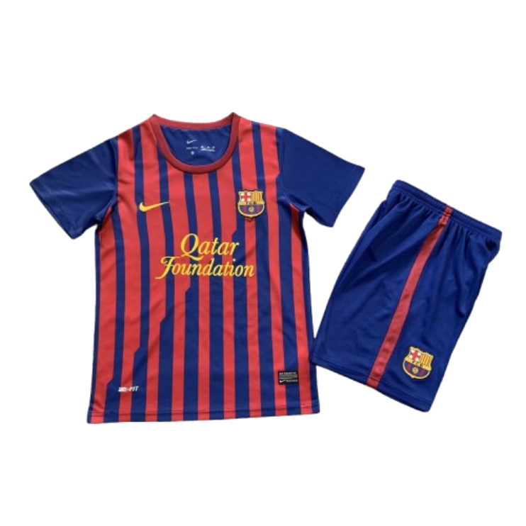 Barcelona 11-12 Home Retro Kids Kits Children Shirt Football Jersey