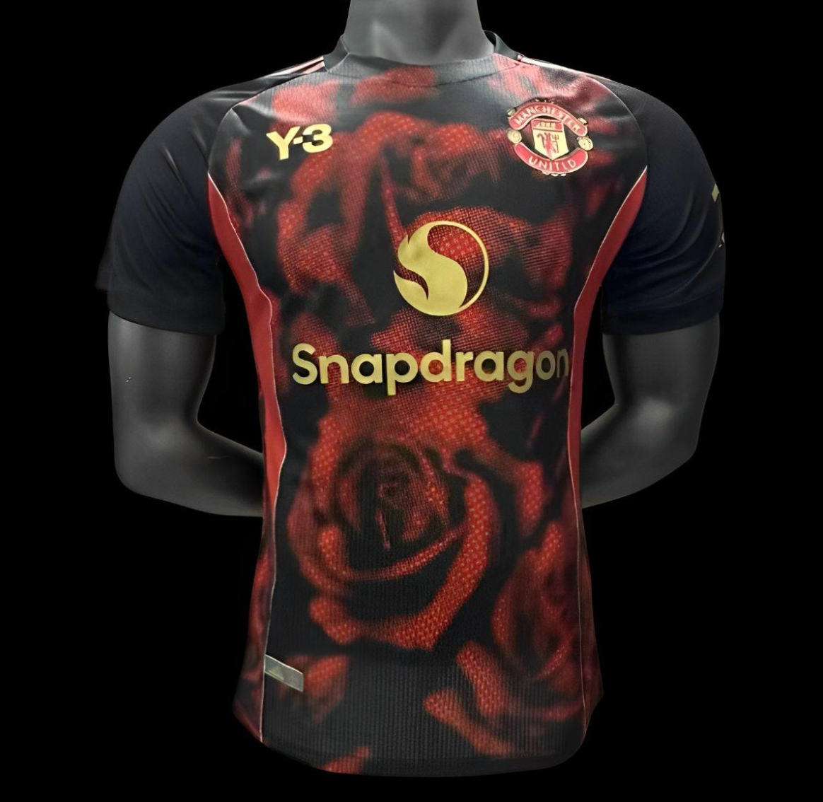 Player Version 25-26 Manchester United Y3 Black with Red Dragon Pattern Jersey