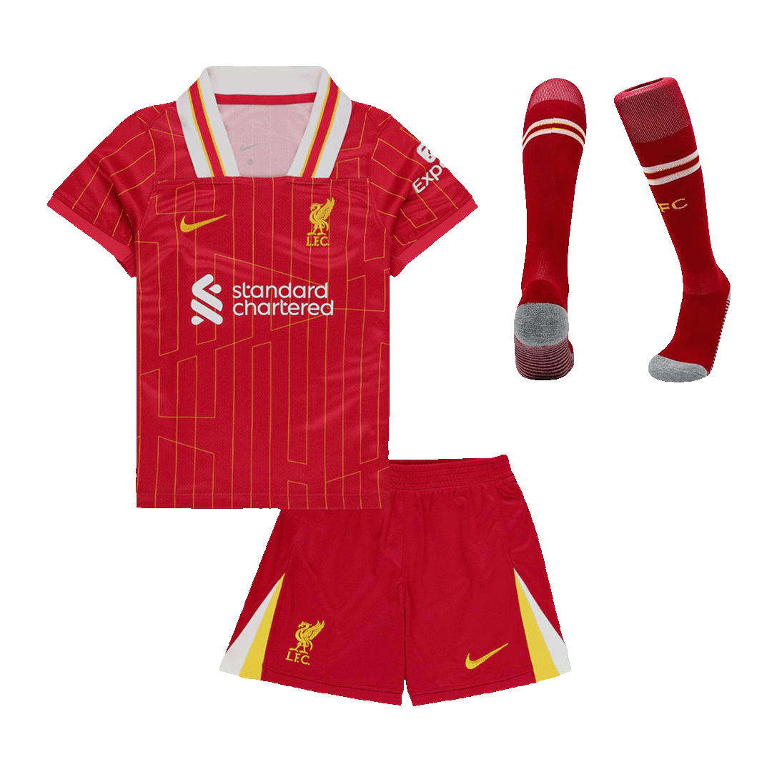 Kids Liverpool Custom Home Full Soccer Kits 2024-25