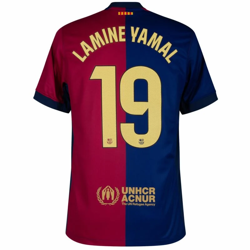 Barcelona Home  Lamine Yamal 19 Shirt incl. UNHCR and New Spotify Sponsor (La Liga) 2024-2025 Size S-4XL