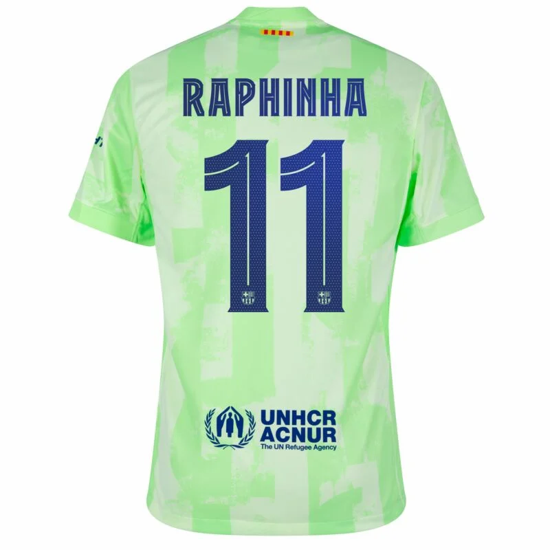 Barcelona 3rd Raphinha 11 Shirt incl. UNHCR and New Spotify Sponsor (Cup Style) 2024-2025  Size  S-4XL