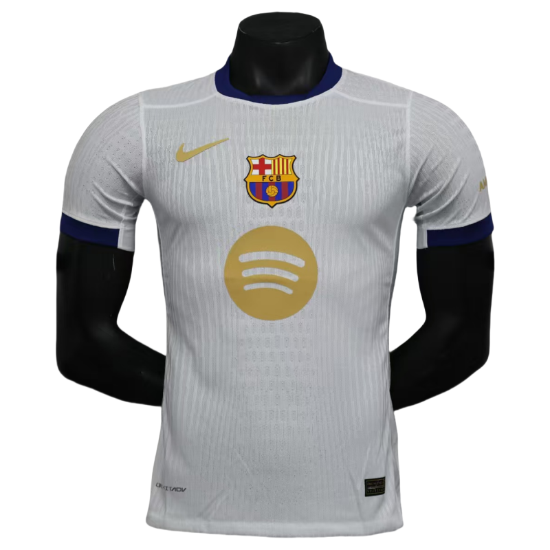 Barcelona Home Player Version Shirt White Jersey Without Spofity Text 2024-25