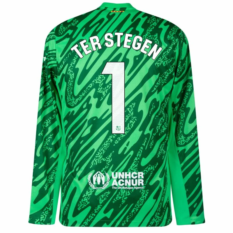 Barcelona GK Ter Stegen 1 Shirt (Green) 2024-2025 (Official Printing)  Size S-XXL