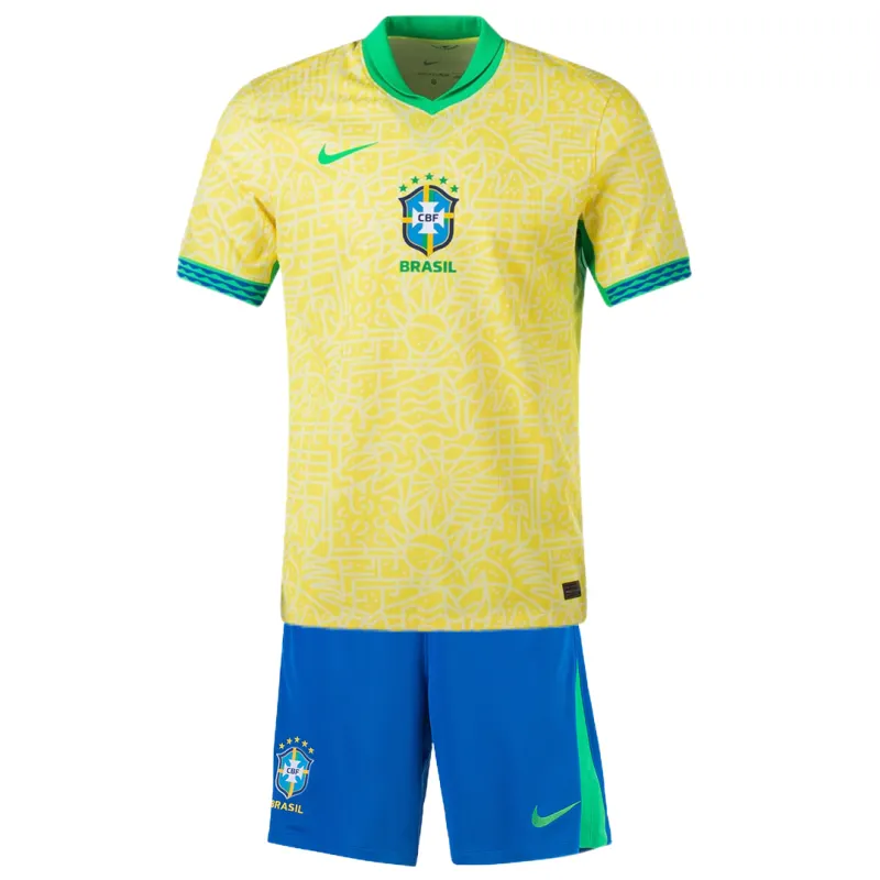 Kids Brazil  2024 Home Kit Copa America 2024 Youth Apparels