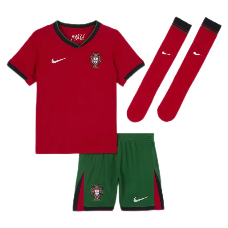 2024 Kids Portugal Nation Home Whole Kit Jersey+Shorts+Socks Euro