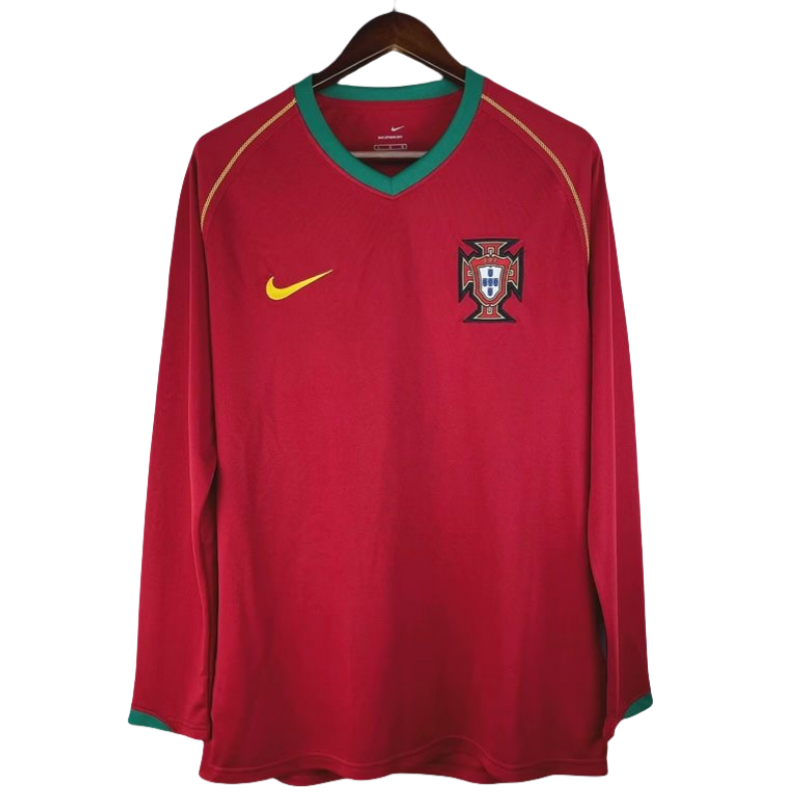 Portugal World Cup Retro Jersey Home Shirt Long Sleeves2006