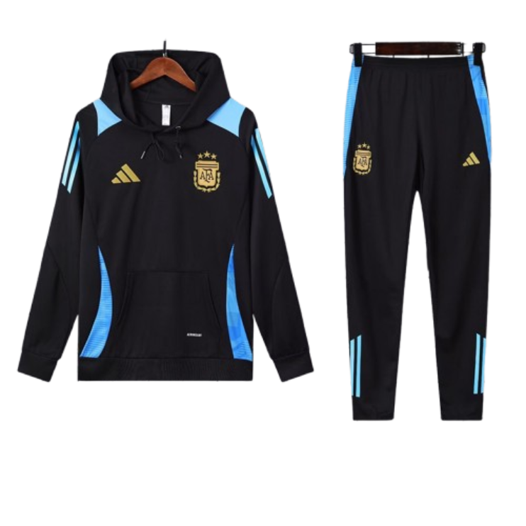 Adidas Argentina Nation 2024-25 Hooded Black Training Tracksuit Kits