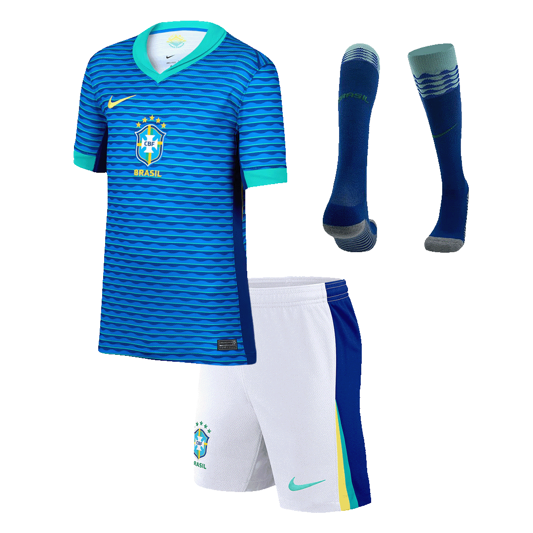 Kids Brazil Custom Away Full Soccer Kits 2024