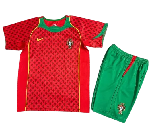 Kids Portugal Home Retro Jersey UEFA Euro Cup 2004