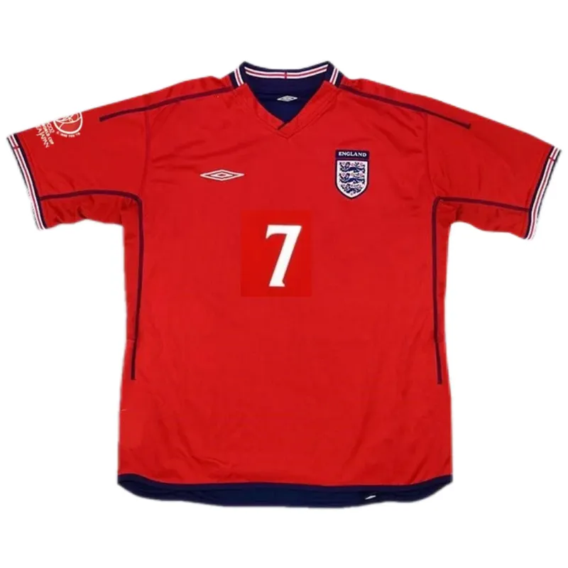 England World Cup 2002 Beckham #7 Retro Jersey Away