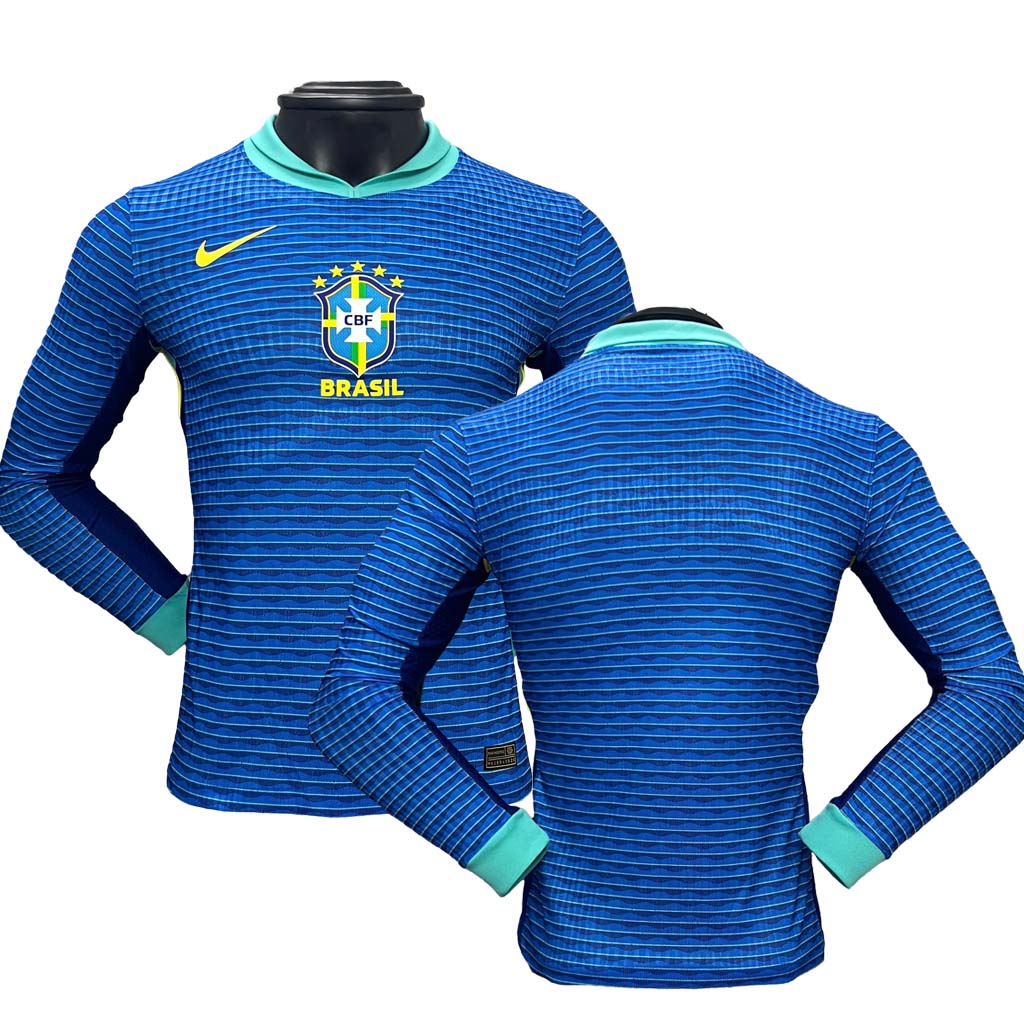 Nike Authentic Soccer Jersey Brazil Away Shirt Long Sleeve 2024