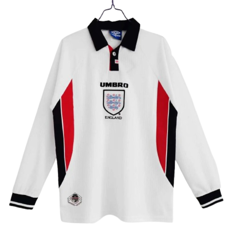1998 England World Cup Home Retro Jersey Long Sleeve #7 BACKHAM #20 OWEN