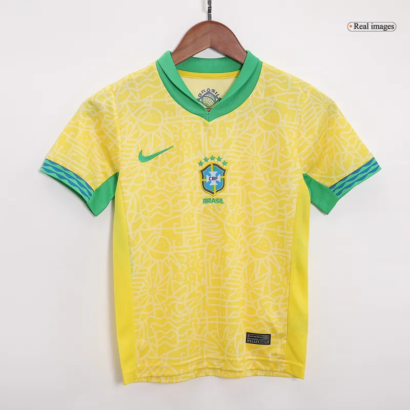 Kids Brazil  2024 Home Kit Copa America 2024 Youth Apparels