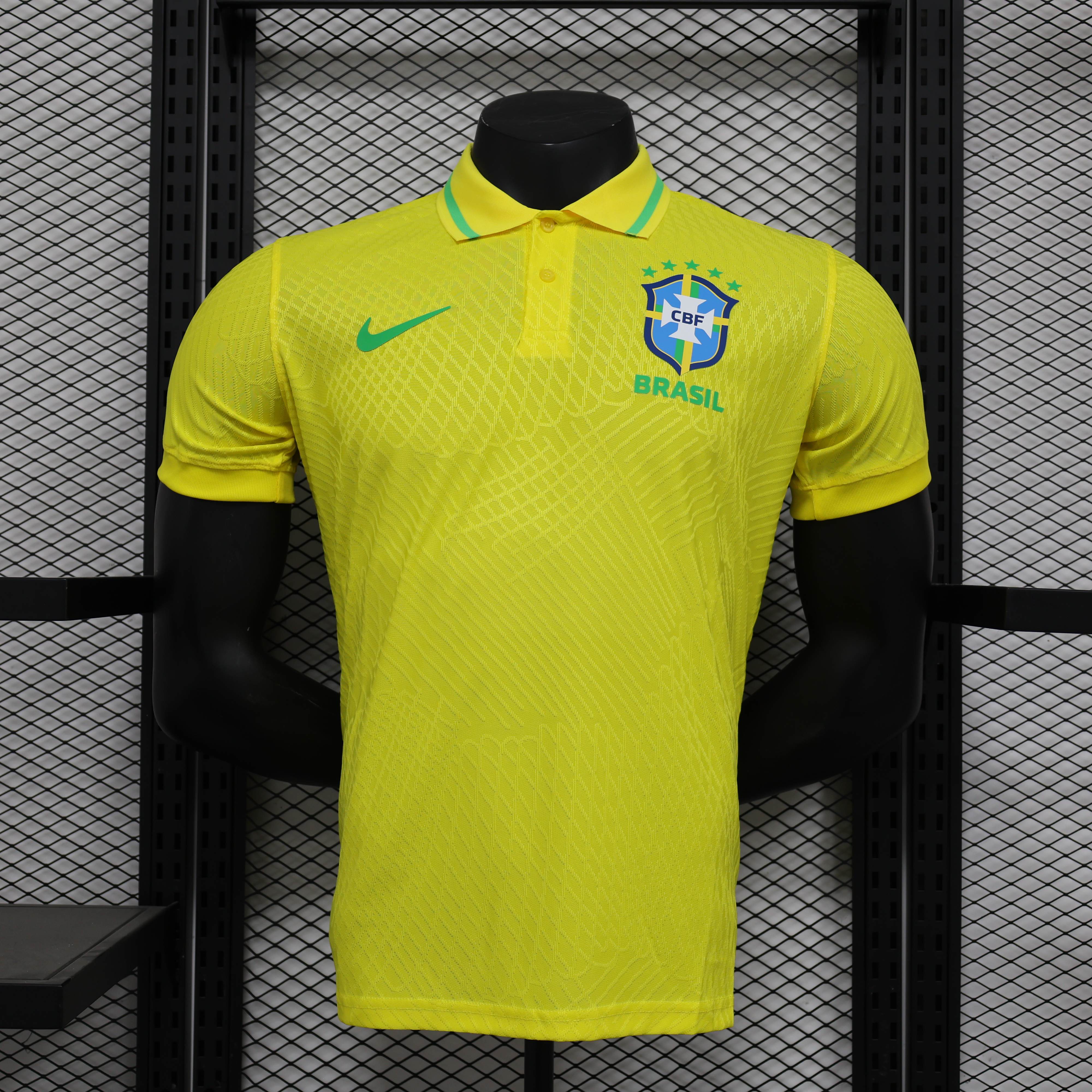 Nike Brazil Men's 2024 Slim Fit POLO Shirt - Yellow