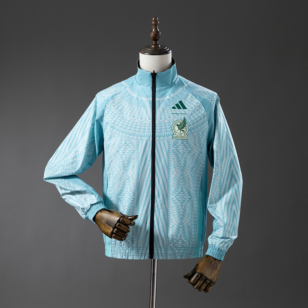 Mexico Reversible Jacket Windbreaker - Red & Sky Blue