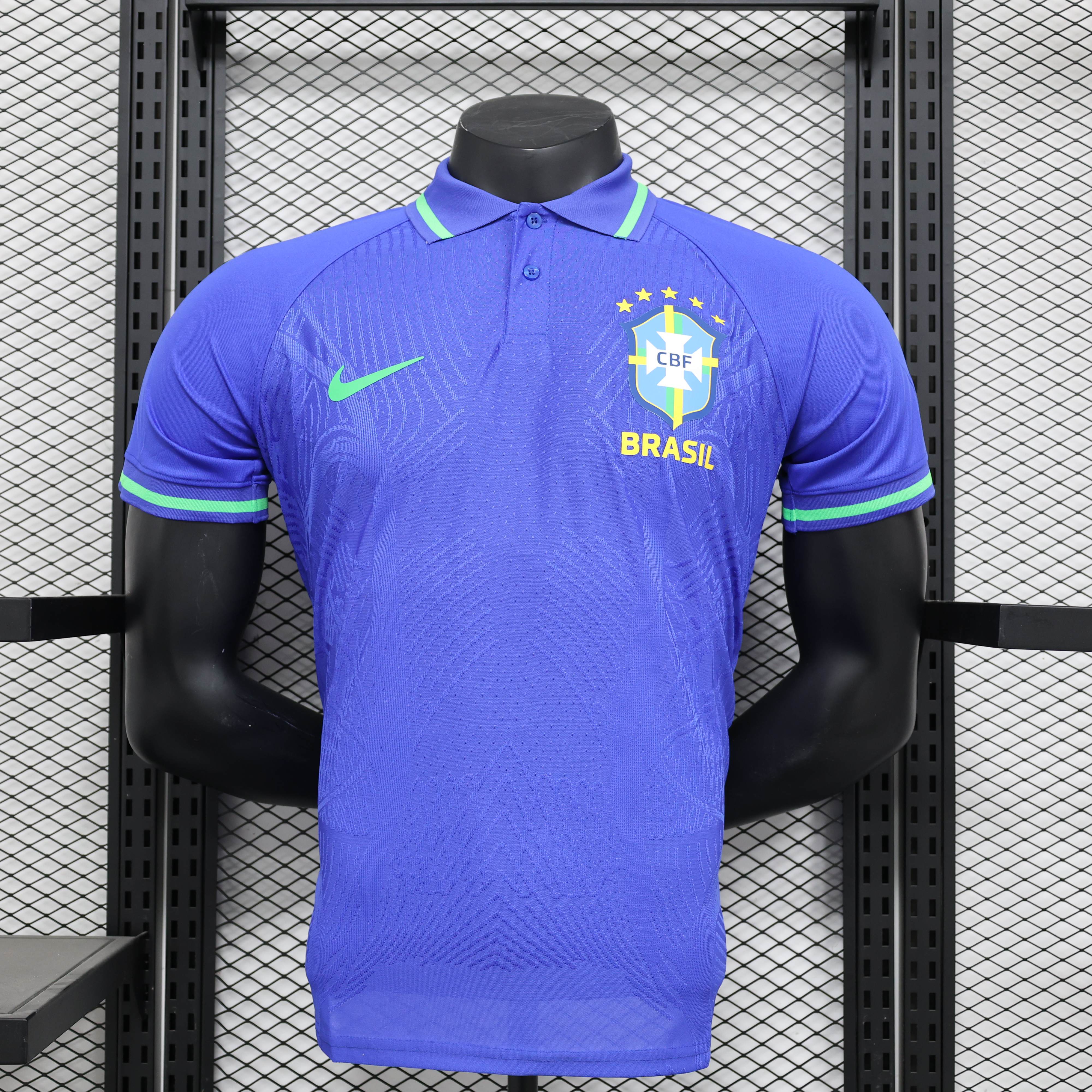 Brazil Nike Men's 2024 Slim Fit POLO Shirt - Blue