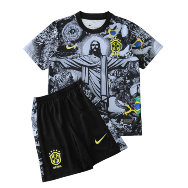 2024 Brazil Christ the Redeemer Special Kids Kit Football Jersey