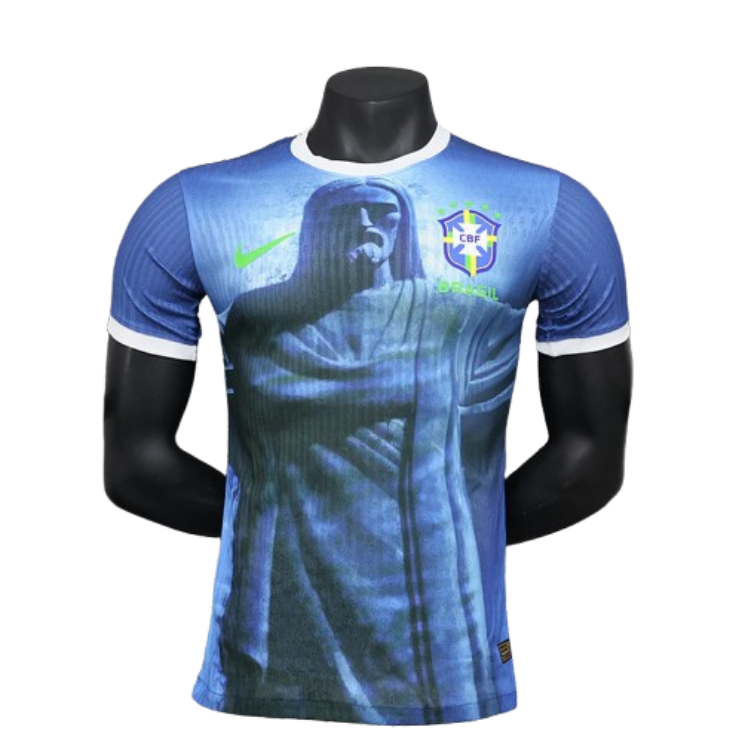 Brazil Nation 2024 Cristo Redeemer Player Edition Blue Football Jersey Shirt