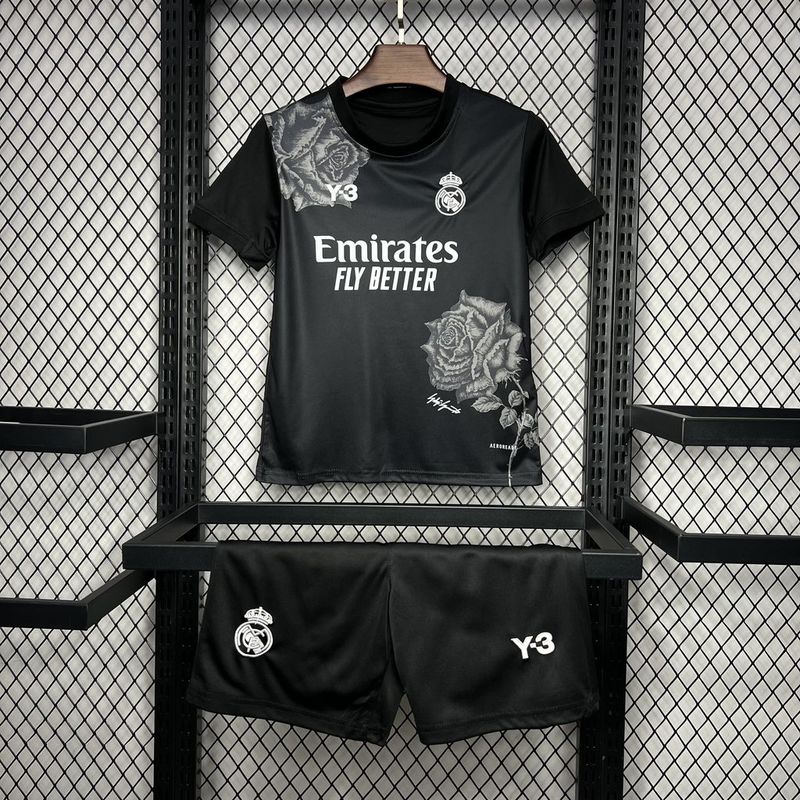 Y3 Real Madrid 24-25 Kids Kits Black Youth Apparels Jersey