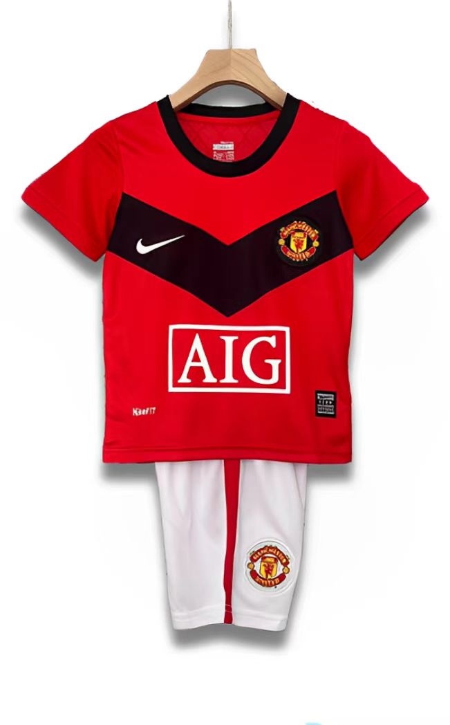 Manchester United 09-10 Home Retro Kid Kits Children Sets Jersey